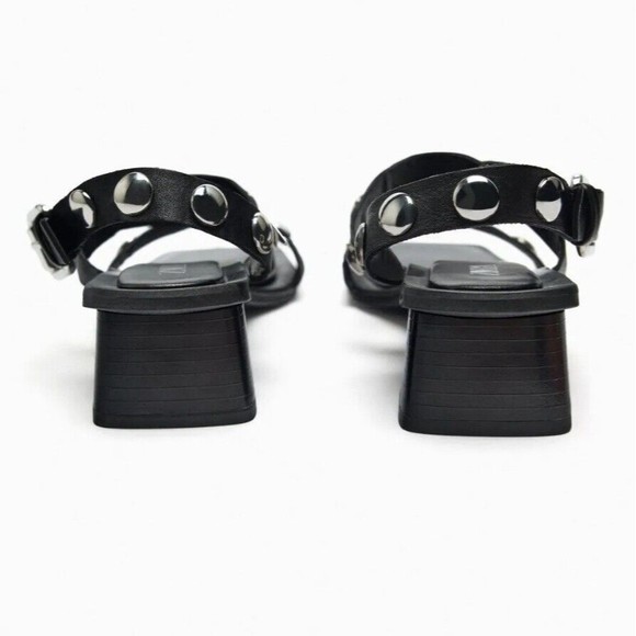 ZARA BLOCK HEEL LEATHER SANDALS SIZE EU 37/ 6.5 US - Picture 6 of 8